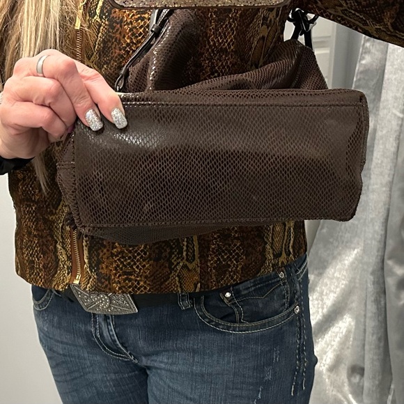 JPK Paris Brown iridescent faux reptile hobo bag with gunmetal hardware. NWOT - Picture 5 of 13